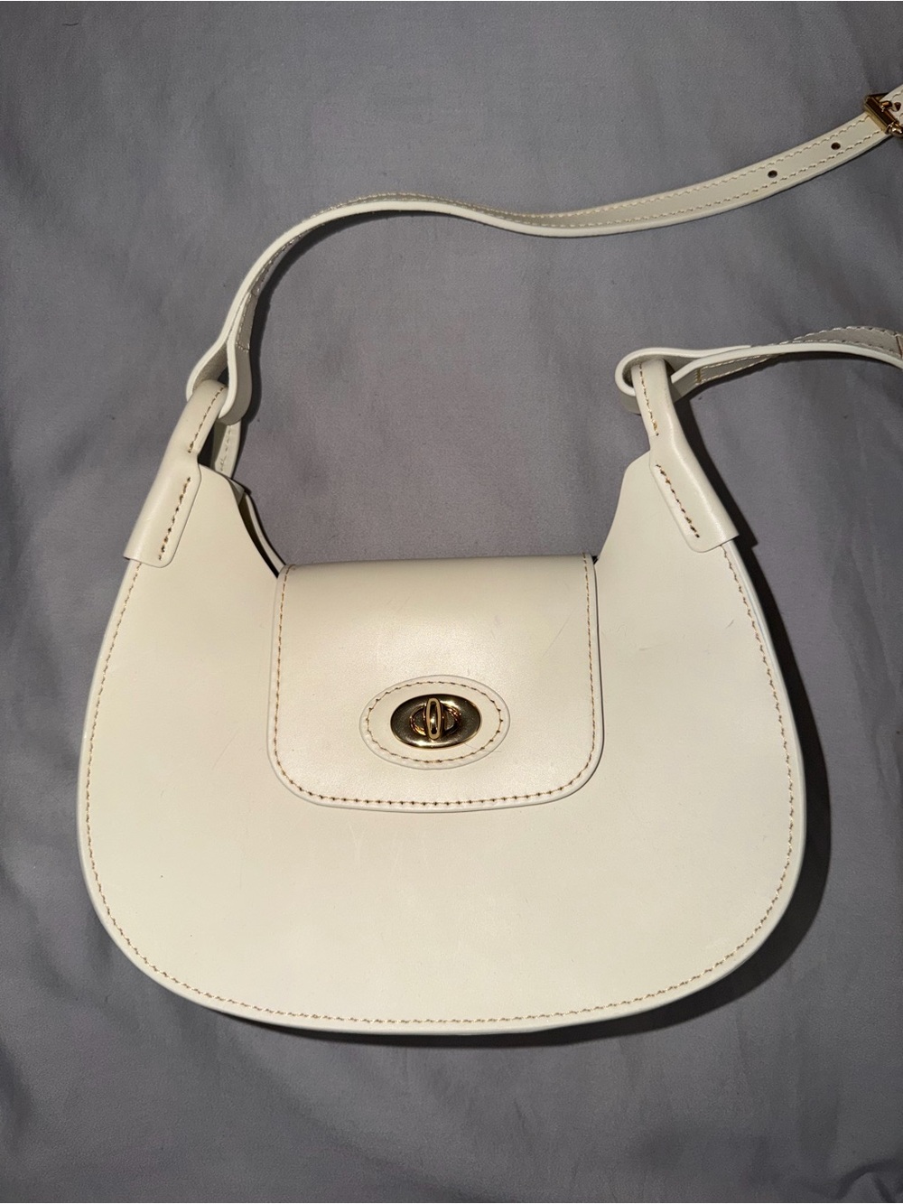 Dooney & Bourke White Leather Shoulder or Crossbody Bag with Turn-Lock Closure